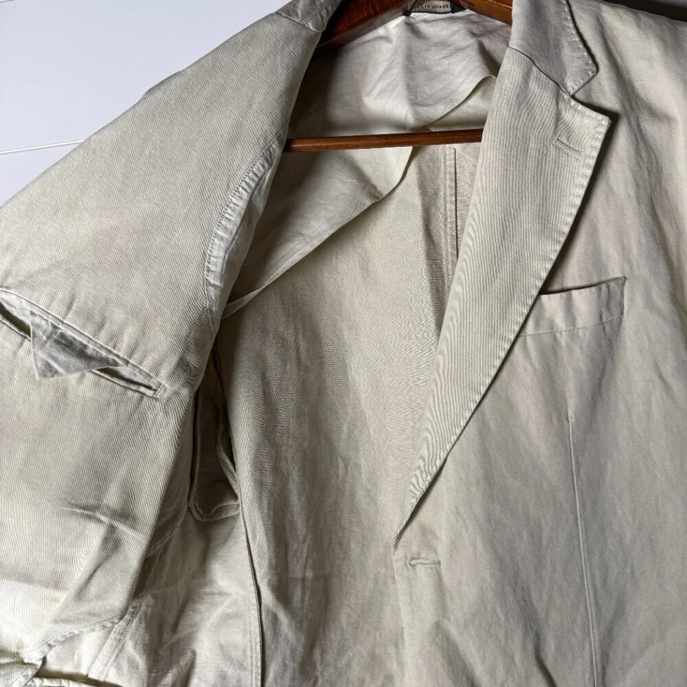 Banana Republic Blazer Sport Coat Mens 44R Beige Cotton Linen